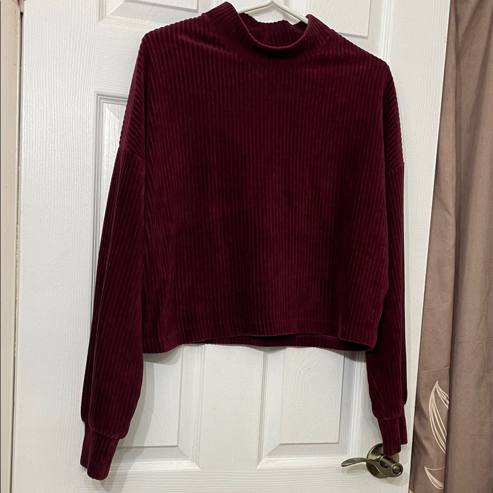 Twik Burgundy Ribbed Knit Top